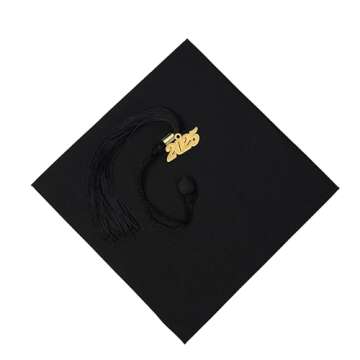 FtyFty Unisex Adult Matte Graduation Cap with Tassel Year Charm
