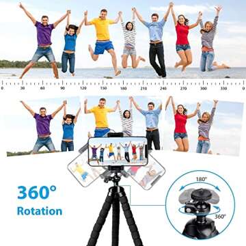 HPUSN Phone Tripod Flexible Stand: Universal Tripod with Portable Mini Octopus Cell Phones Tripod-for Travel Selfie Family Gathering Compatible with iPhone/Android/Camera/GoPro