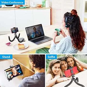 HPUSN Phone Tripod Flexible Stand: Universal Tripod with Portable Mini Octopus Cell Phones Tripod-for Travel Selfie Family Gathering Compatible with iPhone/Android/Camera/GoPro