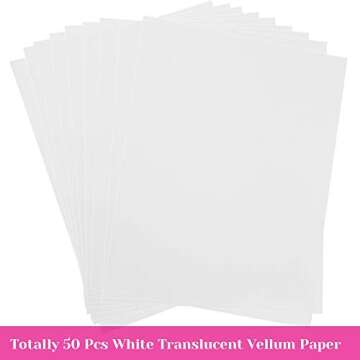 Vellum Paper, Cridoz 50 Sheets Vellum Transparent Paper 8.5 x 11 Inches Translucent Clear Paper for ...