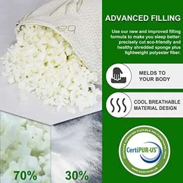 JJDANFILL Shredded Memory Foam Cooling Pillows for Sleep