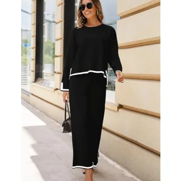 Tanming Women's Stylish 2 Piece Knit Sweater and Pants Set
