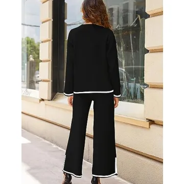 Tanming Women's Stylish 2 Piece Knit Sweater and Pants Set