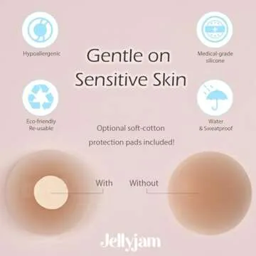 Jellyjam Seamless Nipple Pasties Petals - Waterproof Adhesive Nipple Covers for Women, Lady with Travel Case/Pack and Soft Pad Color Caramel