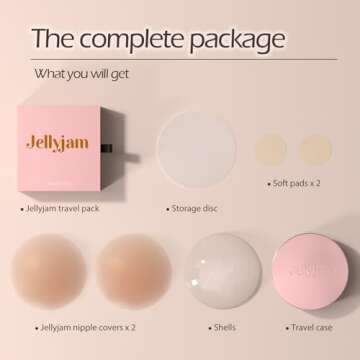 Jellyjam Seamless Nipple Pasties Petals - Waterproof Adhesive Nipple Covers for Women, Lady with Travel Case/Pack and Soft Pad Color Caramel
