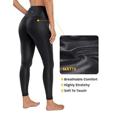 CRZ YOGA Butterluxe Matte Faux Leather Leggings for Women 25" - High Waisted Stretch Ankle Leather Pants Pleather Tights Faux Leather Black X-Small