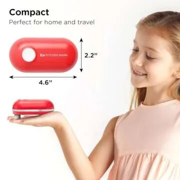 Kitchen Mama Mini Plus Rechargeable Electric Can Opener: Compact Design, USB-C Charging, Hands-Free, Auto Shut-Off, Smooth Edge Cutting - Perfect for Seniors, Home, and Travel (Red)
