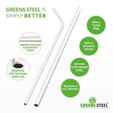 Premium Tall Stainless Steel Straws for Eco-Friendly Sipping