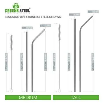 Eco-Friendly Tall Stainless Steel Straws for Every Drink
