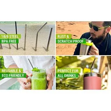 Eco-Friendly Tall Stainless Steel Straws for Every Drink