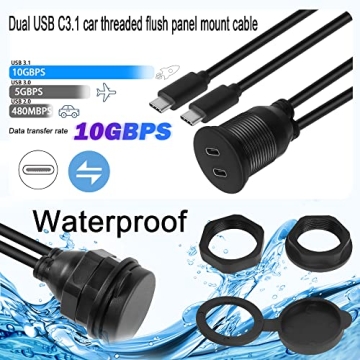 QIANRENON USB C Waterproof Cable 10Gbps 4K Support