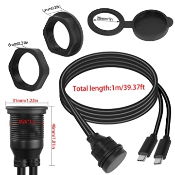 QIANRENON USB C Waterproof Cable 10Gbps 4K Support