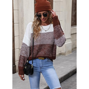 Color Block Striped Sweater for Women - Cozy & Casual