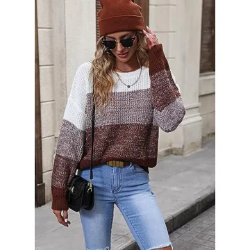 Color Block Striped Sweater for Women - Cozy & Casual