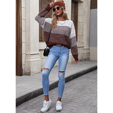 Color Block Striped Sweater for Women - Cozy & Casual