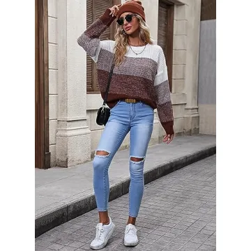 Color Block Striped Sweater for Women - Cozy & Casual
