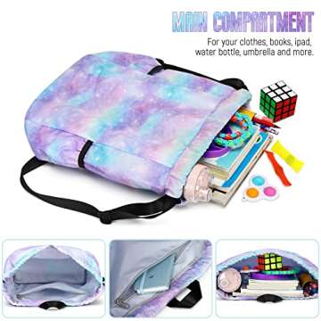 Ryushoyo Unicorn Gym Drawstring Backpack, Sports Gym Bag for Girls Kids Waterproof Swimming Beach Sackpack Birthday Christmas Gift with Water Bottle Pocket Pink