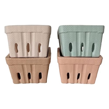 Durable Multicolor Ceramic Berry Baskets Set for Fruit