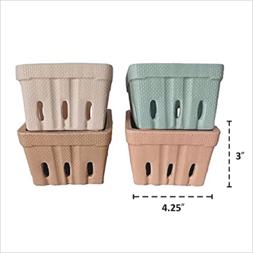 Durable Multicolor Ceramic Berry Baskets Set for Fruit