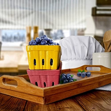 Durable Multicolor Ceramic Berry Baskets Set for Fruit