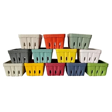 Durable Multicolor Ceramic Berry Baskets Set for Fruit