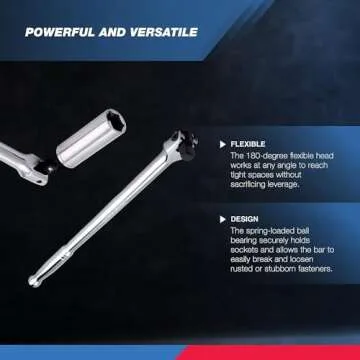 Neiko 00200A 1/2" Drive Extension Breaker Bar | 15" Length | Rotating Flex Head | CR-V Steel