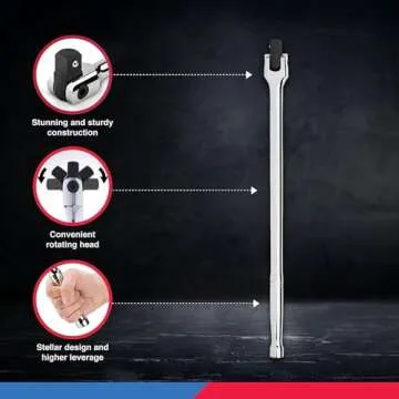 Neiko 00200A 1/2" Drive Extension Breaker Bar | 15" Length | Rotating Flex Head | CR-V Steel