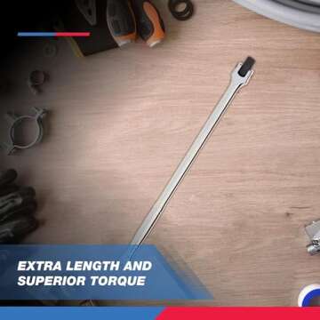 Neiko 00200A 1/2" Drive Extension Breaker Bar | 15" Length | Rotating Flex Head | CR-V Steel