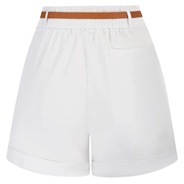 Belle Poque Women Summer Linen High Waisted Shorts with Pockets