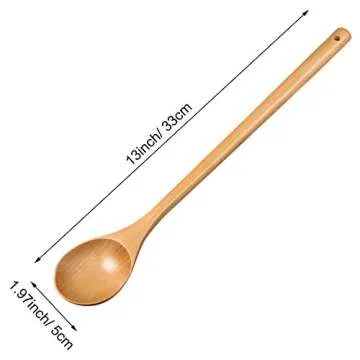 Wood Mixing Spoon Long Handle Wooden Spoons Wood Soup Spoons for Kitchen Stirring and Cooking, 13 Inches Long (8)