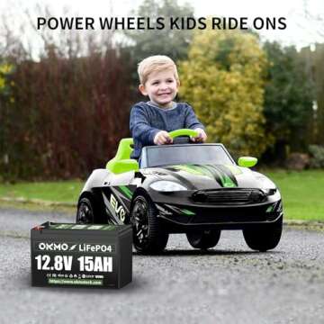 OKMO 12V 15Ah LiFePO4 Lithium Battery 12.8V, 4000+ Deep Cycles rechargeable Battery, for UPS, Kayak ...