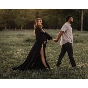 Dedysler Elegant Maternity Photo Shoot Dress Black S