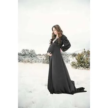 Dedysler Elegant Maternity Photo Shoot Dress Black S