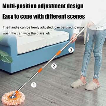 360 Adjustable Rotating Cleaning Mop Microfiber Mop Multifunctional sunflower dust mop rotating Cotton Pads Replacement Spin for Wash Floor Round Cleaning Tools