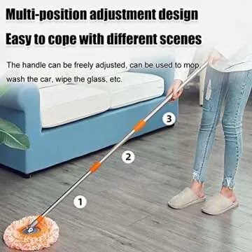 360 Adjustable Rotating Cleaning Mop with Microfiber Heads