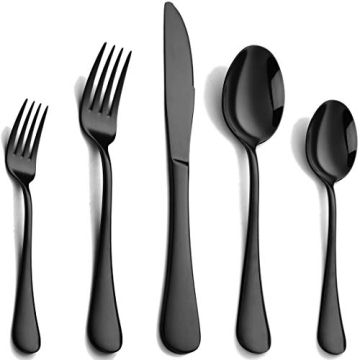 Elegant 30-Piece Black Stainless Steel Flatware Set - Durable & Stylish