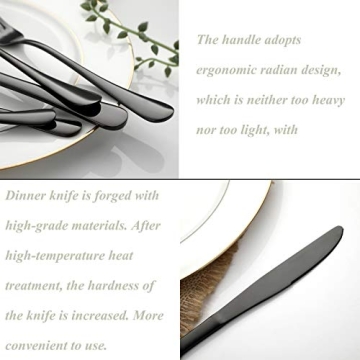 30-Piece Black Stainless Steel Flatware Set Elegant Dining
