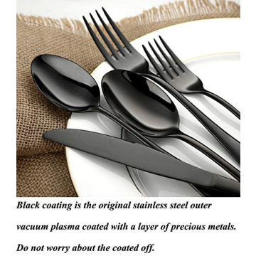30-Piece Black Stainless Steel Flatware Set Elegant Dining