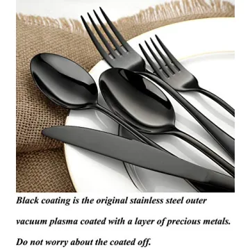 30-Piece Black Stainless Steel Flatware Set Elegant Dining