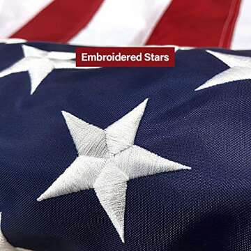 American Flag 4x6 FT Embroidered Stars, Sewn Stripes, Brass Grommets USA US Flag Polyester Long Last...