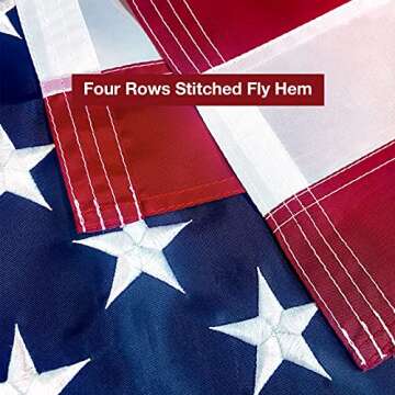 American Flag 4x6 FT Embroidered Stars, Sewn Stripes, Brass Grommets USA US Flag Polyester Long Lasting for Outdoor Use
