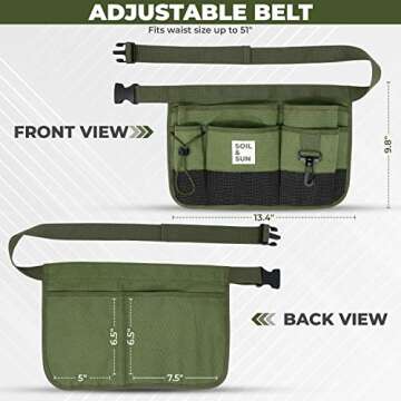 Soil & Sun Garden Tool Belt - Ultimate Utility Apron for All Tasks