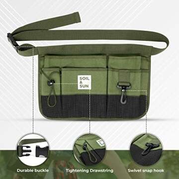 Soil & Sun Garden Tool Belt - Durable Utility Apron for All