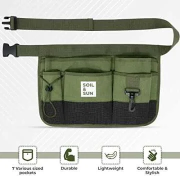 Soil & Sun Garden Tool Belt - Durable Utility Apron for All