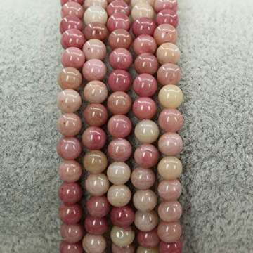 Keleny Natural 4mm Pink Rhodonite Round Beads Gemstones Rock Crystal Stretch Bracelet 7 Inch Unisex