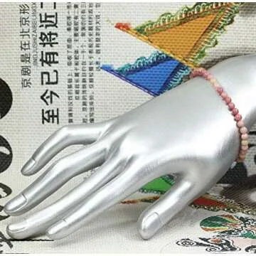 Keleny Natural 4mm Pink Rhodonite Round Beads Gemstones Rock Crystal Stretch Bracelet 7 Inch Unisex