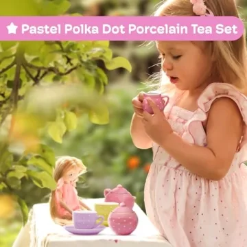 Jewelkeeper 13 pcs Kids Porcelain Tea Set for Tea Time