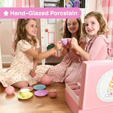 Jewelkeeper 13 pcs Kids Porcelain Tea Set for Tea Time