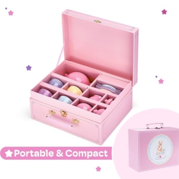 Jewelkeeper 13 pcs Kids Porcelain Tea Set for Tea Time