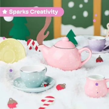 Jewelkeeper 13 pcs Kids Porcelain Tea Set for Tea Time